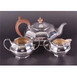 A 20th century three-piece silver tea set Sheffield 1963 by James Dixon & Sons Ltd, comprising:  a