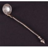 A Danish silver 1695 coin spoon an 8 Skilling Dansk coin forms the bowl, *DAN•NOR•VAN•GOT•REX*, 8 S,