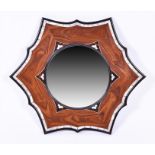 A Continental shaped mother-of-pearl wall mirror possible Portuguese, the central circular mirror