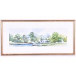 John R Harris (contemporary) British a peaceful late Summer riverside view, watercolour, signed to