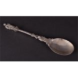 An early 20th century German Hanau silver apostle spoon by Berthold Müller, with import marks for