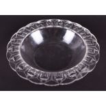 A 20th century clear and frosted glass circular bowl in the Art Deco taste, the rim with spiked