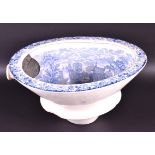 A good quality 19th century transfer printed blue and white ceramic lavatory bowl the scene