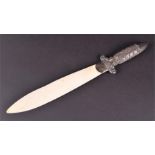 A Victorian silver handled ivory page turner in the form of a dagger Birmingham, 1892 by Samuel