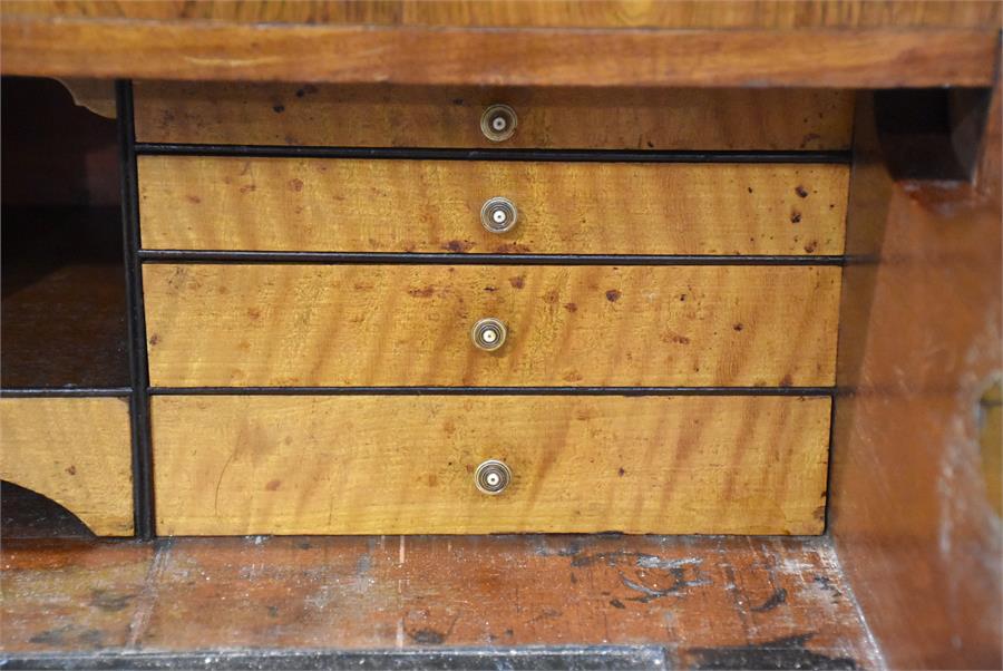 A 19th century mahogany secretaire bookcase with later added lighting the top with two astral and - Image 5 of 6