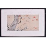 A trio of early 20th century Japanese landscape scenes hand coloured, one framed and glazed, 20 x