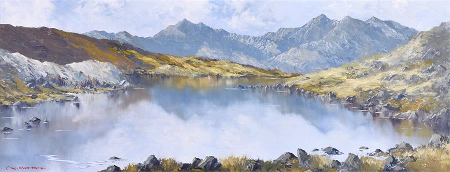 Charles Wyatt Warren (1908-1993) Welsh Snowdon from Llyn Mymbyr, oil on board, signed in red to