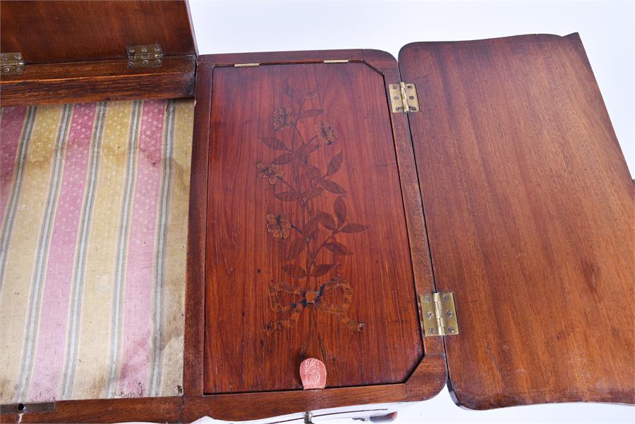 A late 19th century French kingwood dressing table the central flap opening to reveal a mirror, - Image 6 of 6