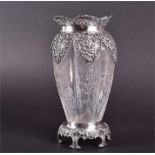 A fine Victorian silver mounted rock crystal vase London 1899, by William Comyns & Sons, the