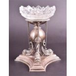 A good quality Victorian silver plated bonbon dish with a clear cut-glass liner the stepped