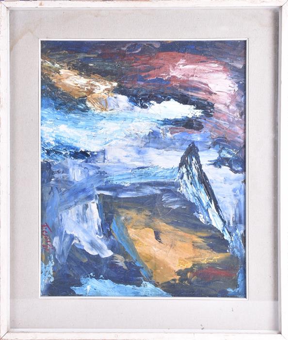 Turbulent waves crash onto a rocky shore signed and dated 'Tresordi 68' to lower left, oil on - Image 2 of 8