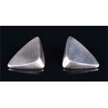 A pair of Georg Jensen 'Peak' silver earrings of smooth triangular form, approximate length 2.6 cm.