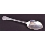 A late 17th / early 18th century silver trefid spoon by Lawrence Cole, with engraved initials, 22 cm