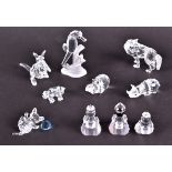 A small quantity of Swarovski crystal animals to include a kitten playing with a ball of wool, a