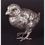 A Victorian novelty silver 'chick' pepper pot London 1882, by Thomas Johnson II, naturalistically