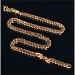 A 9ct yellow gold flat curb-link necklace 39 cm long, 40 grams.