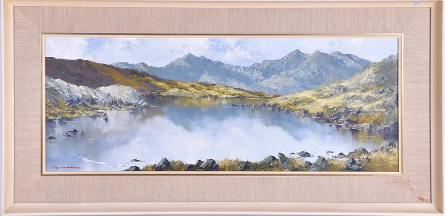 Charles Wyatt Warren (1908-1993) Welsh Snowdon from Llyn Mymbyr, oil on board, signed in red to - Image 6 of 8
