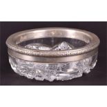 A shallow cut-glass bowl with Russian silver mounts 84 zolotniki (.875 standard) with maker's