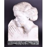 Henry Conway Jones, British (Welsh) mid-20th century A sculptural marble bust depicting the artist's