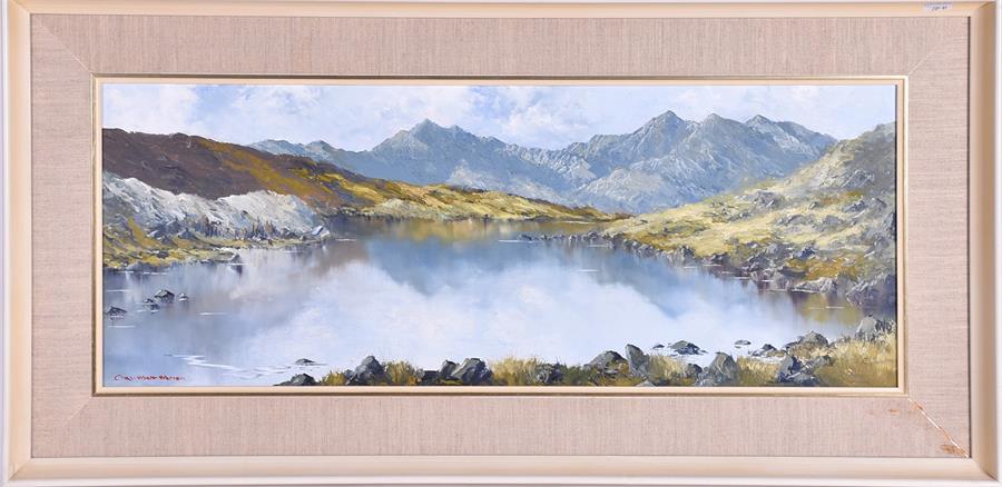 Charles Wyatt Warren (1908-1993) Welsh Snowdon from Llyn Mymbyr, oil on board, signed in red to - Image 2 of 8