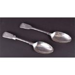 A pair of Victorian silver serving spoons London 1853, by Samuel Hayne and Dudley Carter, 22 cm