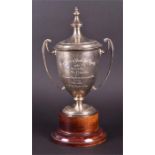 A George V silver trophy cup and cover Birmingham 1925, by Adie Brothers Ltd, with engraved