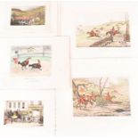 A collection of five 19th century British hunting, shooting and countryside scenes etchings and