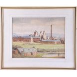 J. A. Hackley (early 20th century) British Greenfields Pottery, Tunstall, watercolour, signed to