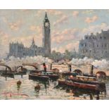 Antonio Gravina (1934-2011) Italian a lovely Impressionist style scene depicting Westminster Bridge,