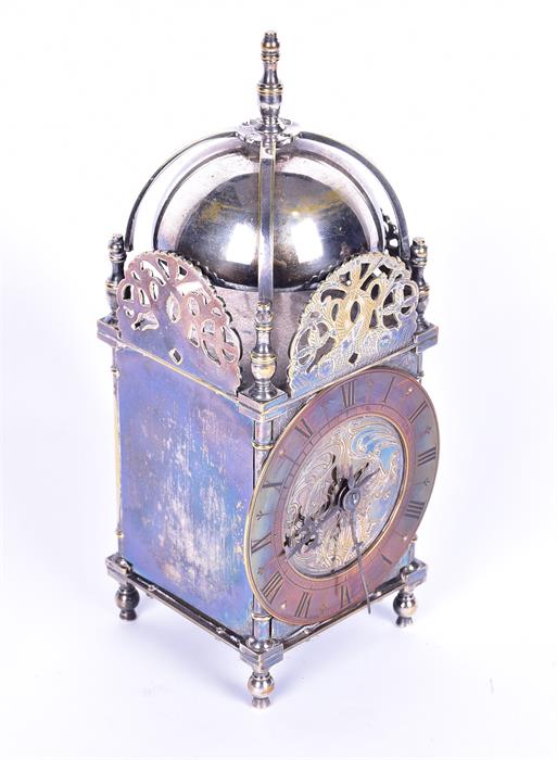 An early 20th century silver plated lantern clock after an earlier 17th century example the - Image 3 of 4