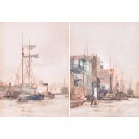 Charles Dixon (1748-1798) British a pair of watercolours of the docks, 1794, both signed and dated