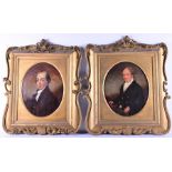 An oval pair of early 19th century English School portraits of two gentlemen oil on canvas, in