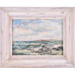 A 20th century Impressionist-style seascape oil on board, indistinctly signed to lower right,