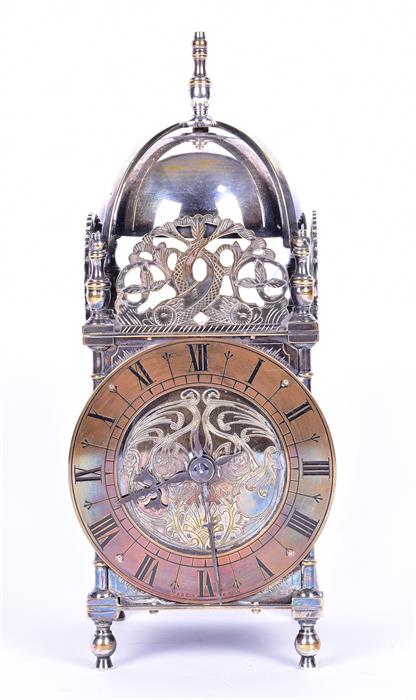 An early 20th century silver plated lantern clock after an earlier 17th century example the - Image 2 of 4