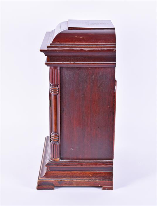 A 20th century bracket clock set within a stained mahogany case with hinged glazed panel door, the - Image 12 of 16