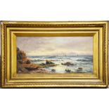 An early 20th century seascape signed 'T.P. Fallaw' to lower left corner, oil on canvas, in a gilt