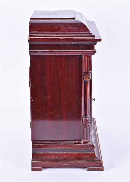 A 20th century bracket clock set within a stained mahogany case with hinged glazed panel door, the - Image 16 of 16
