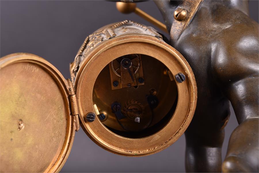 A 19th century French marble figural cherub mantel clock the cherub playing a horn and holding a - Image 10 of 10