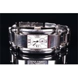 A Chopard La Strada stainless steel ladies wristwatch the rectangular white dial with polished roman
