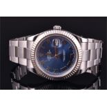 A Rolex Datejust II Oyster Perpetual Automatic Stainless Steel wristwatch the signed blue dial
