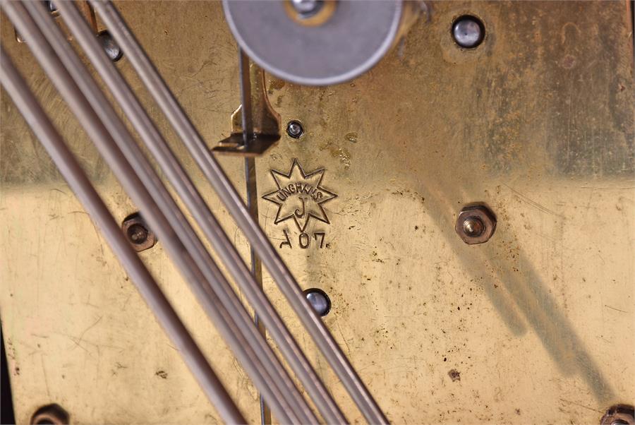 A 20th century bracket clock set within a stained mahogany case with hinged glazed panel door, the - Image 6 of 16