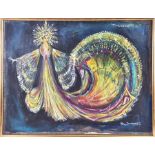 A painting of Princess Turandot, from Puccini's final opera Turandot acrylic, signed indistinctly to