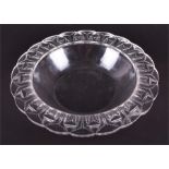 A 20th century clear and frosted glass circular bowl in the Art Deco taste, the rim with spiked