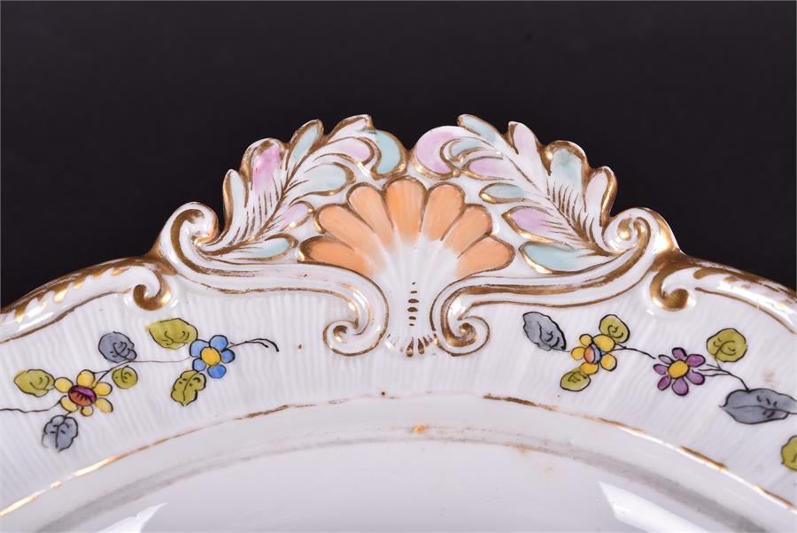 A hand painted Naples ceramic meat plate the plate of oval form, the wrythen ground decorated with - Image 7 of 10