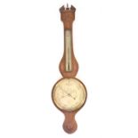 A 19th century manhogany banjo barometer by John Bond of Coton the silvered barometer dial with