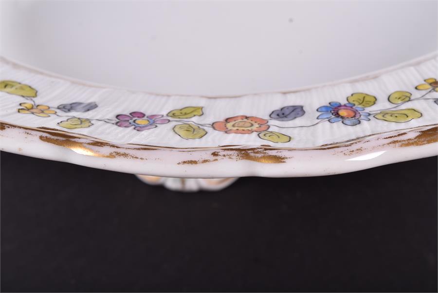 A hand painted Naples ceramic meat plate the plate of oval form, the wrythen ground decorated with - Image 6 of 10