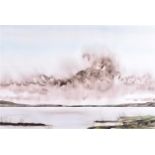 J. Cosnett (20th century) British a pair of atmospheric watercolours depicting lakes under rain