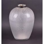 A 1930s French Daum acid-etched lampbase the translucent body with acid-etched thick matte
