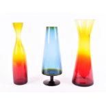 A group of two 1960s Czech Chlum u Trebone 'Garnet' vases and a rare 'Garnet & Blue' vase designed