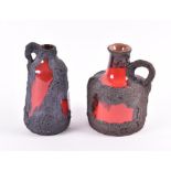 Two late 1960s West German Marei Keramik 'Lava' range vases the glossy red glazes with randomly